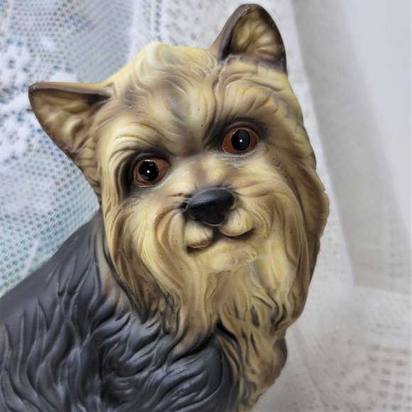 Vintage Yorkshire Terrier Porcelain Figurine Dog Figurine Yorkie 7" Tall - Picture 9 of 9